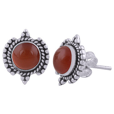 925 Sterling Silver Carnelian Stud Earrings - R6100548-5