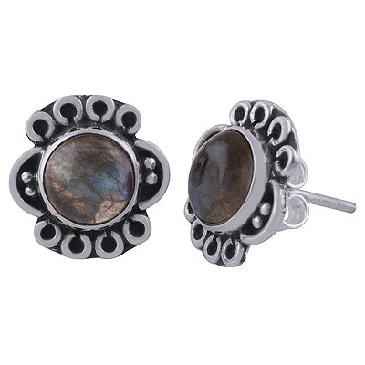 925 Sterling Silver Labradorite Stud Earrings - R6100551-5
