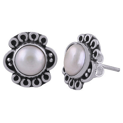 925 Sterling Silver Pearl Stud Earrings - R6100551-7