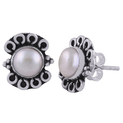 925 Sterling Silver Pearl Stud Earrings - R6100552-7