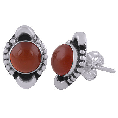 925 Sterling Silver Carnelian Stud Earrings - R6100557-7