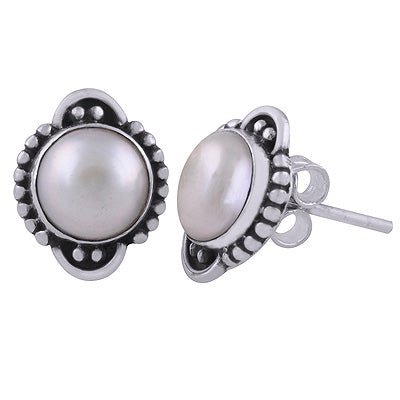 925 Sterling Silver Pearl Stud Earrings - R6100559-9