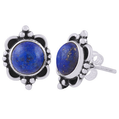 925 Sterling Silver Lapis Stud Earrings - R6100569-6