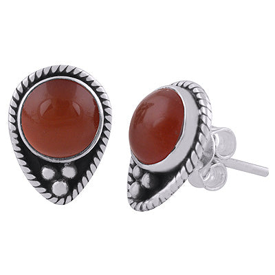 925 Sterling Silver Carnelian Stud Earrings - R6100577-6