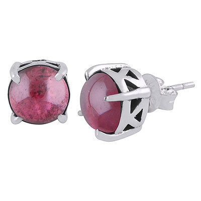 Stunning Handcrafted Jali Work Around Garnet Round Shape 925 Sterling Solid Silver Studs Earrings - R6100616-2