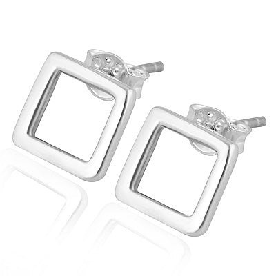 Minimal Square Shaped Plain 925 Sterling Solid Silver Studs - R6200178-1