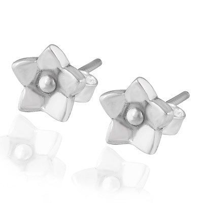 Stunning Handcrafted Flower Plain 925 Sterling Solid Silver Studs - R6200180-1