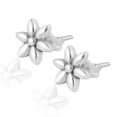 Stunning Flower Shaped Plain 925 Sterling Solid Silver Silver Studs - R6200190-1