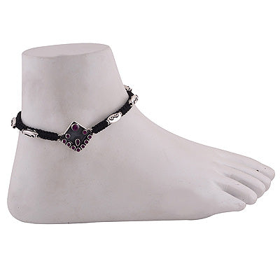 925 STERLING SILVER RED CORUNDUM ANKLET - R6400041-5