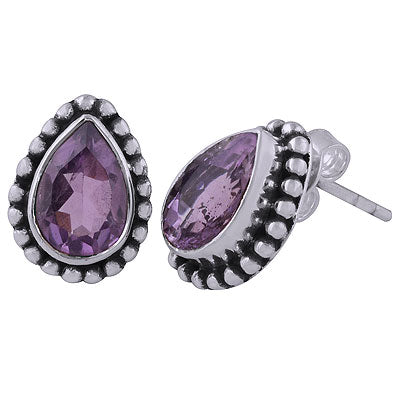 Stunning Rawa Work Around Amethyst Pear Shape 925 Sterling Solid Silver Studs Earrings - R6500028-33