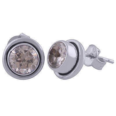 Beautiful Wair Work Around White Cubic Zirconia Round Shape 925 Sterling Solid Silver Studs Earrings - R6500038-40