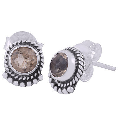 Alluring Twisted Wire Rawa Work Around Citrine Round Shape 925 Sterling Solid Silver Stud Earrings - R6500064-4