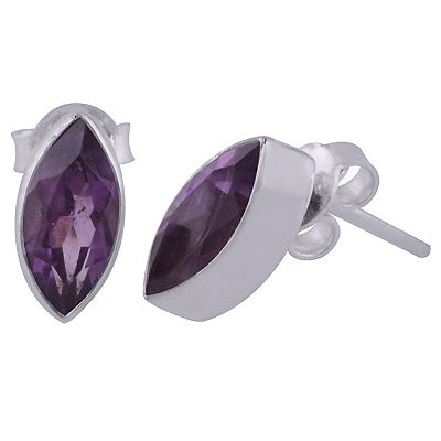 Gorgeous Seated Gemstone Amethyst Marquise Shape 925 Sterling Solid Silver Stud Earrings - R6500299-73