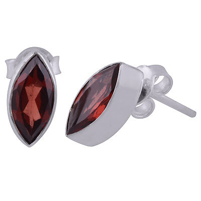 Gorgeous Seated Gemstone Garnet Marquise Shape 925 Sterling Solid Silver Stud Earrings - R6500299-82