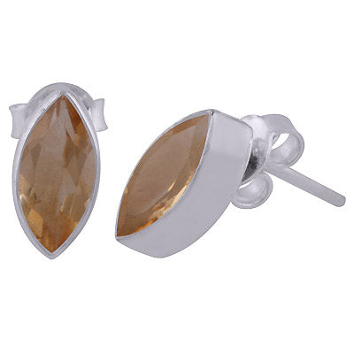 Gorgeous Seated Gemstone Citrine Marquise Shape 925 Sterling Solid Silver Stud Earrings - R6500299-94