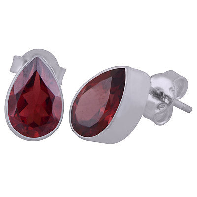 Beautifully Seated Gemstone Garnet Pear Shape 925 Sterling Solid Silver Stud Earrings - R6500302-39