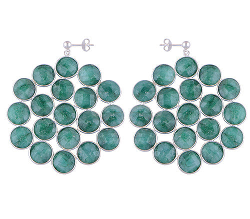 925 Sterling Silver Green Corundum Stud Earrings - R6500411-8