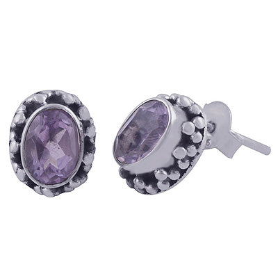 925 Sterling Silver Amethyst Stud Earrings - R6500647-39