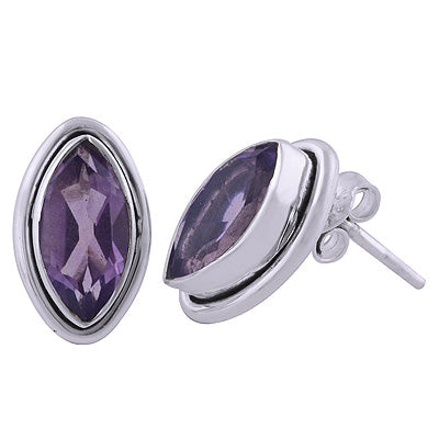 925 Sterling Silver Amethyst Stud Earrings - R6500668-1