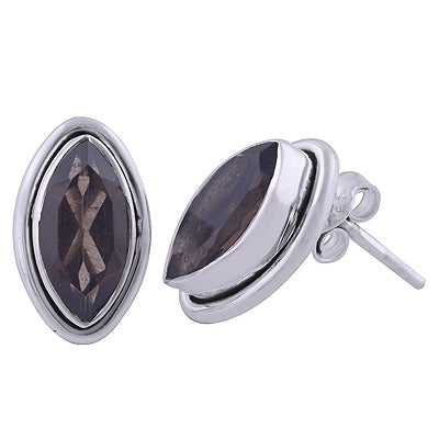 925 Sterling Silver Smoky Topaz Stud Earrings - R6500668-31
