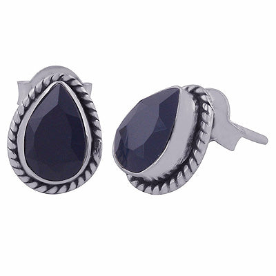 925 Sterling Silver Black Onyx Stud Earrings - R6500675-40