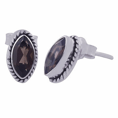 925 Sterling Silver Smoky Topaz Stud Earrings - R6500679-31