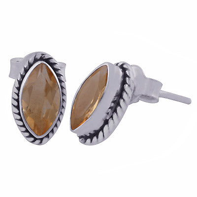 Authentic Wire Work Around Citrine Marquise Shape 925 Sterling Solid Silver Studs Earrings - R6500679-64