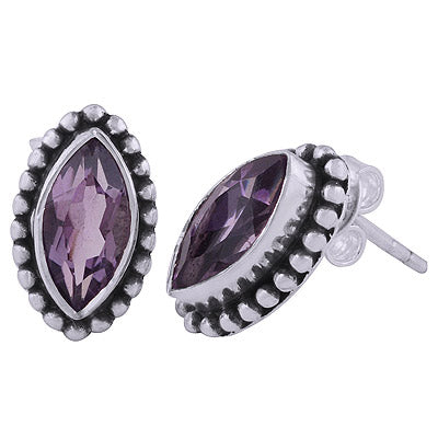 925 Sterling Silver Amethyst Stud Earrings - R6500680-1