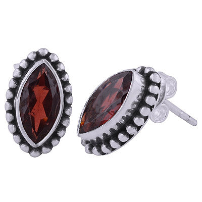 925 Sterling Silver Garnet Stud Earrings - R6500680-11