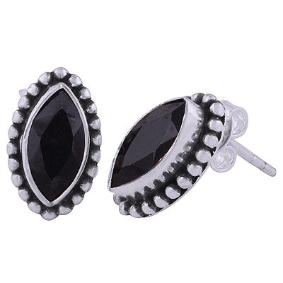 925 Sterling Silver Black Onyx Stud Earrings - R6500680-43