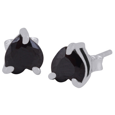Beautiful Heart Shaped Gemstone Cubic Zirconia 925 Sterling Solid Silver Studs Earrings - R6500713-10