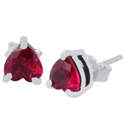 Beautiful Heart Shaped Gemstone Cubic Zirconia 925 Sterling Solid Silver Studs Earrings - R6500713-5