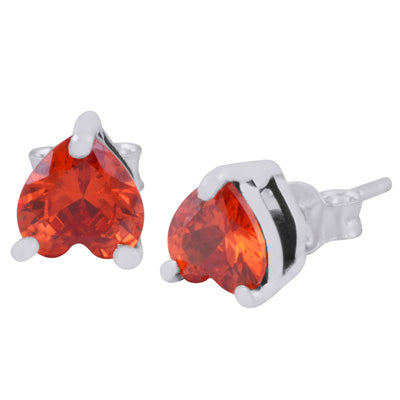 Beautiful Heart Shaped Gemstone Cubic Zirconia 925 Sterling Solid Silver Studs Earrings - R6500713-6