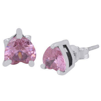 Beautiful Heart Shaped Gemstone Cubic Zirconia 925 Sterling Solid Silver Studs Earrings - R6500713-7