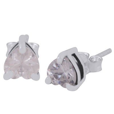 Beautiful Heart Shaped Gemstone Cubic Zirconia 925 Sterling Solid Silver Studs Earrings - R6500713-9