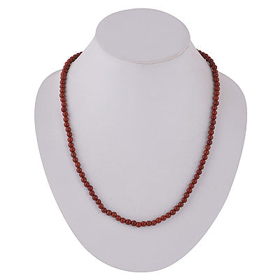 Beautiful Bright Beads Red Jasper Round Shape .925 Sterling Silver Necklace - R6700050-16