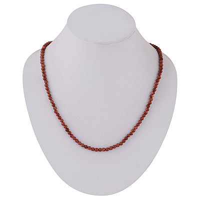 Beautiful Bright Beads Golden Sun Stone Round Shape .925 Sterling Silver Necklace - R6700050-25