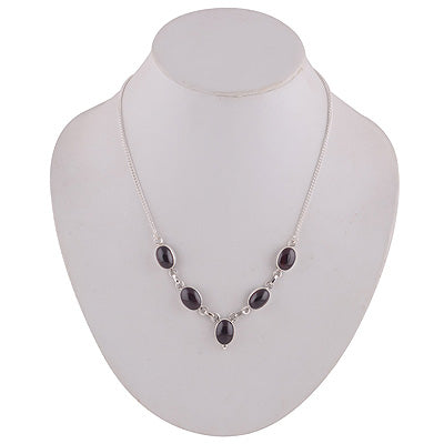 Garnet 925 Sterling Solid Silver Necklace - R6800000-115