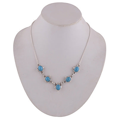 Turquoise 925 Sterling Solid Silver Necklace - R6800000-118