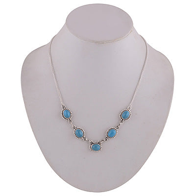 Turquoise 925 Sterling Solid Silver Necklace - R6800000-120