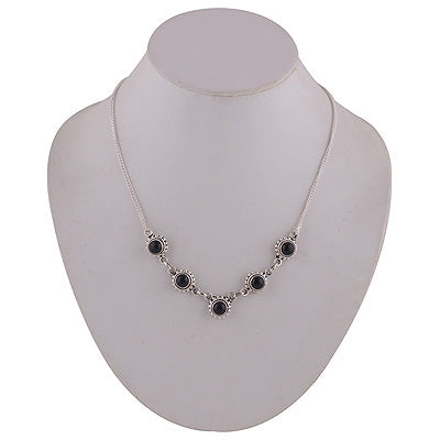 Black Onyx 925 Sterling Solid Silver Necklace - R6800000-129