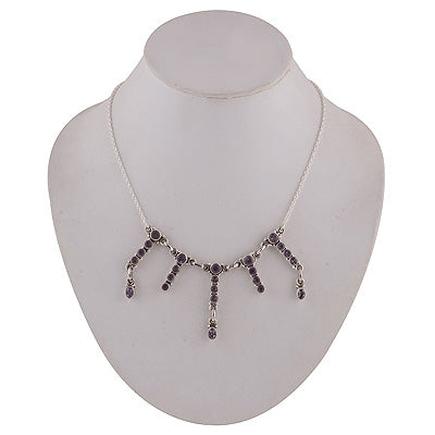 Stunning Handcrafted Out of Amethyst Oval,Round Shape 925 Sterling Solid Silver Necklace - R6800003-15