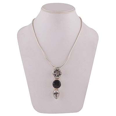 Stunning Shades Of Gemstones Smoky Topaz,Crystal Irregular Shape 925 Sterling Solid Silver Necklace - R6800004-6