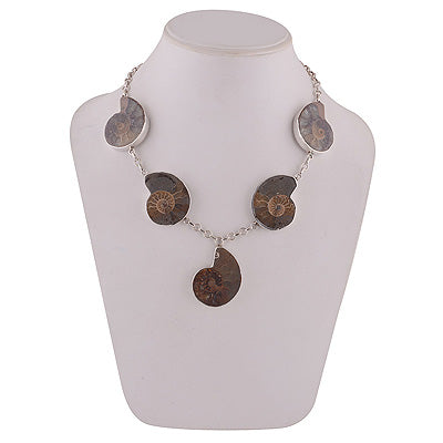Stunning Handcrafted Out of Ammonite Fancy Shape 925 Sterling Solid Silver Necklace - R6800006-9