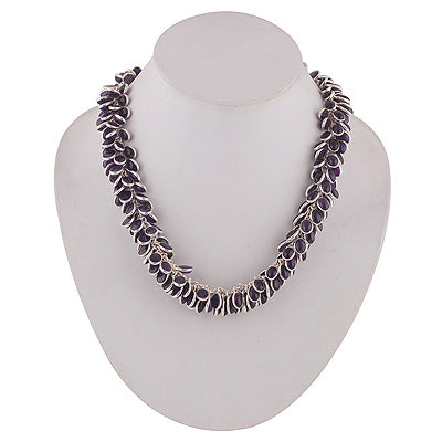Magnificent Loaded with lots of Gemstones Amethyst Oval Shape 925 Sterling Solid Silver Necklace - R6800009-2
