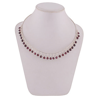 Stunning Gemstones Hanging Garnet Round Shape 925 Sterling Solid Silver Necklace - R6800009-8