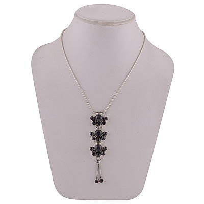 Gorgeous Necklace Loaded with Gemstones Garnet Round Shape 925 Sterling Solid Silver Necklace - R6800010-1