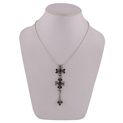 Beautiful Necklace Loaded with Gemstones Garnet,Rainbow Moonstone,Black Onyx Irregular Shape 925 Sterling Solid Silver Necklace - R6800010-10