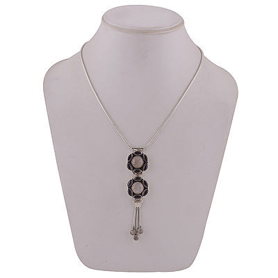 Magnificent Necklace Loaded with Gemstones Garnet,Rose Quartz Round,Marquise Shape 925 Sterling Solid Silver Necklace - R6800010-12