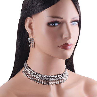 Stunning Handcrafted Pattern Plain 925 Sterling Solid Silver Necklace Sets - R7000002-2